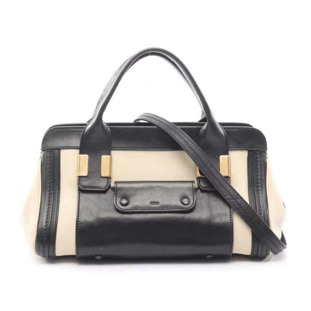 Chloe Alice Handbag Leather Beige Cream Black